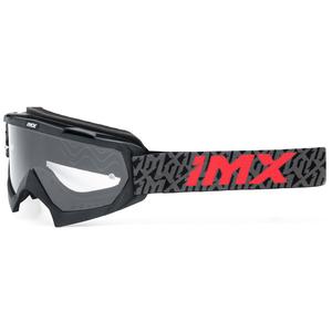 iMX Mud motocross szemüveg fekete-szürke-piros, átlátszó plexivel