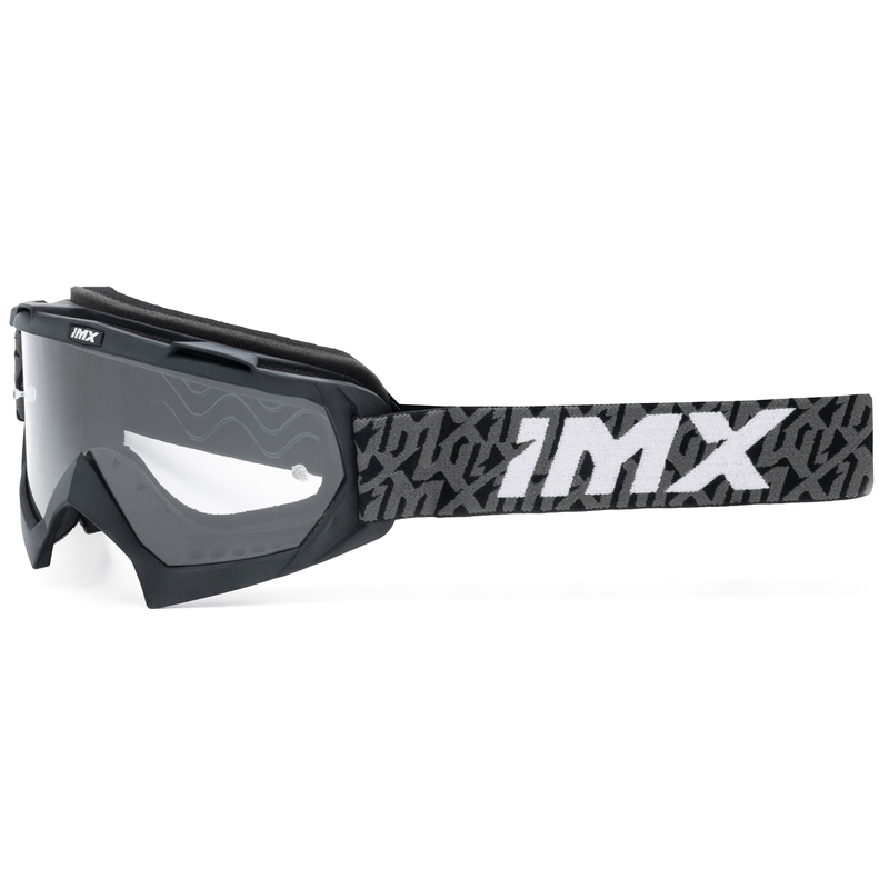 iMX Mud motocross szemüveg fekete-szürke-fehér, átlátszó plexivel