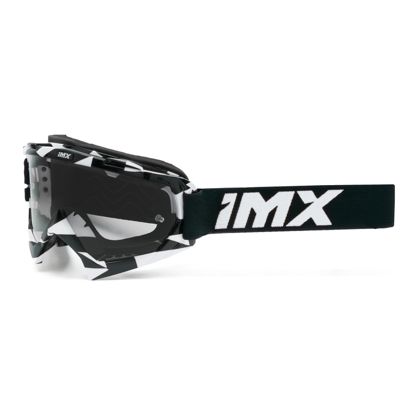 iMX Mud motocross szemüveg fehér-fekete, átlátszó plexivel