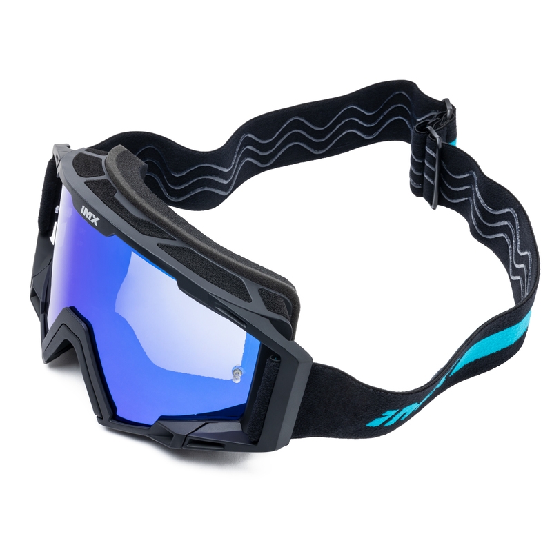 iMX Sand motocross szemüveg fekete-kék, kék irídium plexivel