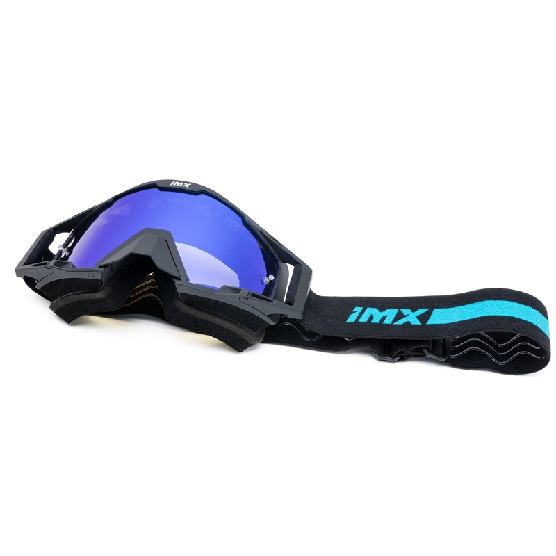 iMX Sand motocross szemüveg fekete-kék, kék irídium plexivel