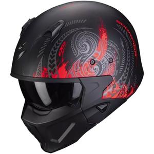 SCORPION COVERT-X TATTOO nyitott bukósisak állvédővel matt fekete-piros