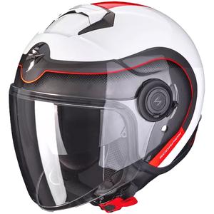 Nyitott sisak Scorpion EXO-CITY ROLL fehér-piros motorkerékpárhoz
