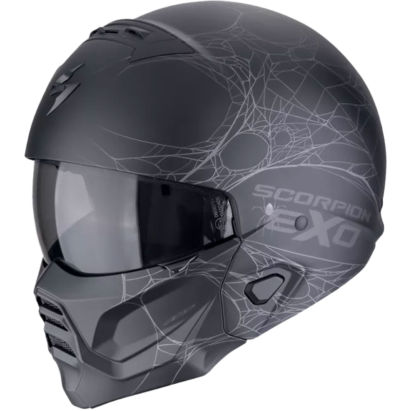 Scorpion EXO-COMBAT II SPIDERWEB levehető állú bukósisak matt fekete-ezüst