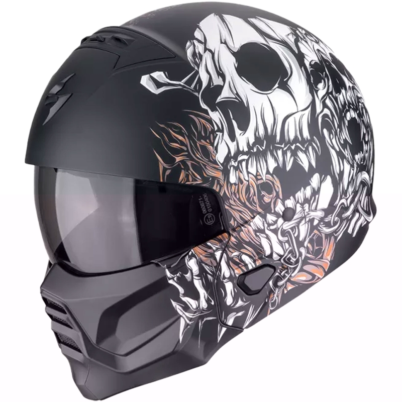 Scorpion EXO-COMBAT II GENESIS levehető állú bukósisak matt fekete-fehér-arany