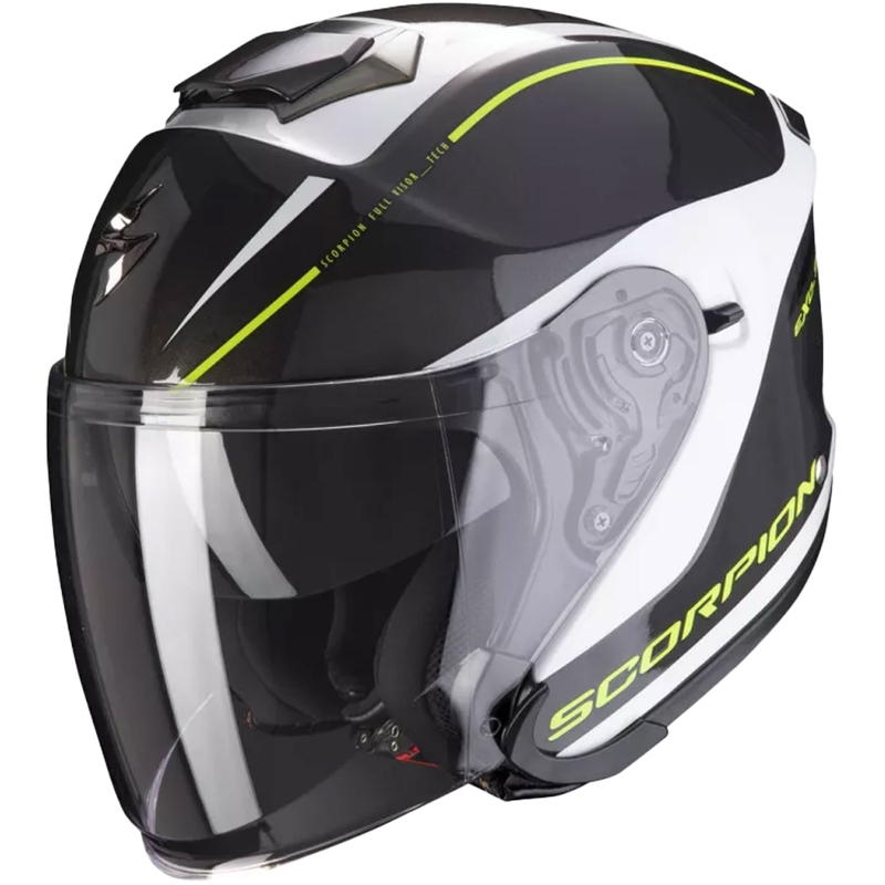 Nyitott sisak Scorpion EXO-S1 Árnyék fekete-fehér-fluo sárga