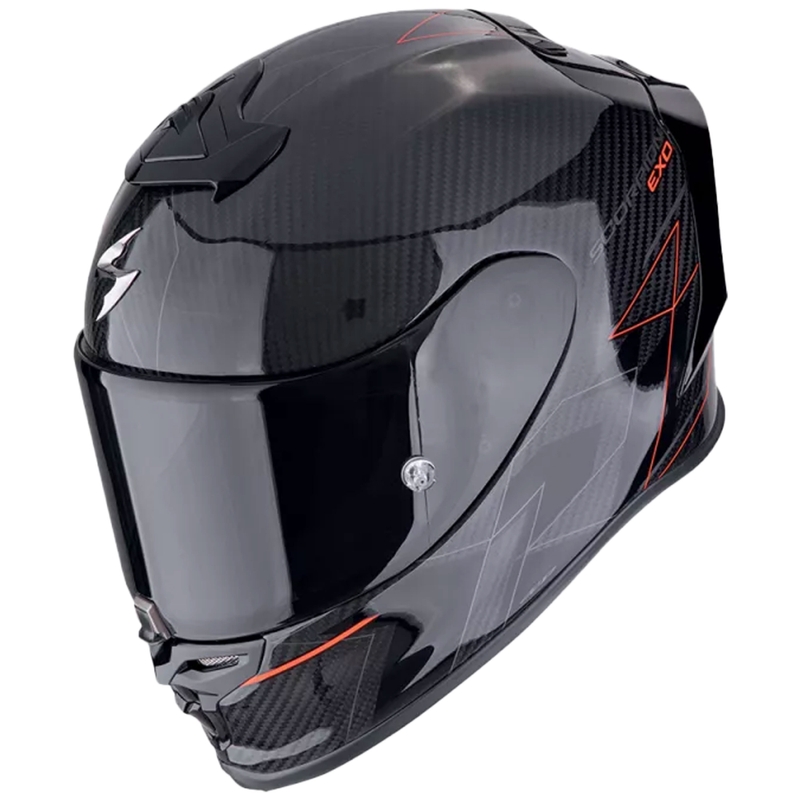 Scorpion EXO-R1 EVO CARBON AIR CYNERGY zárt motoros bukósisak fekete-piros