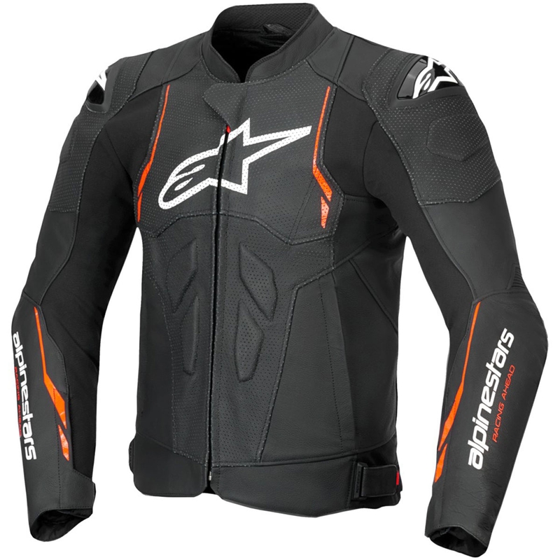 Alpinestars Dusk Airflow motoros bőrkabát fekete-fluo piros