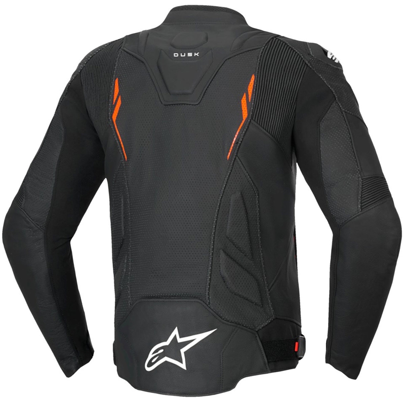 Alpinestars Dusk Airflow motoros bőrkabát fekete-fluo piros