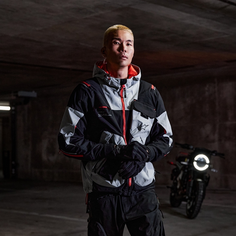 Alpinestars MOGRESS AIR motoros kabát fekete-mandula-narancssárga