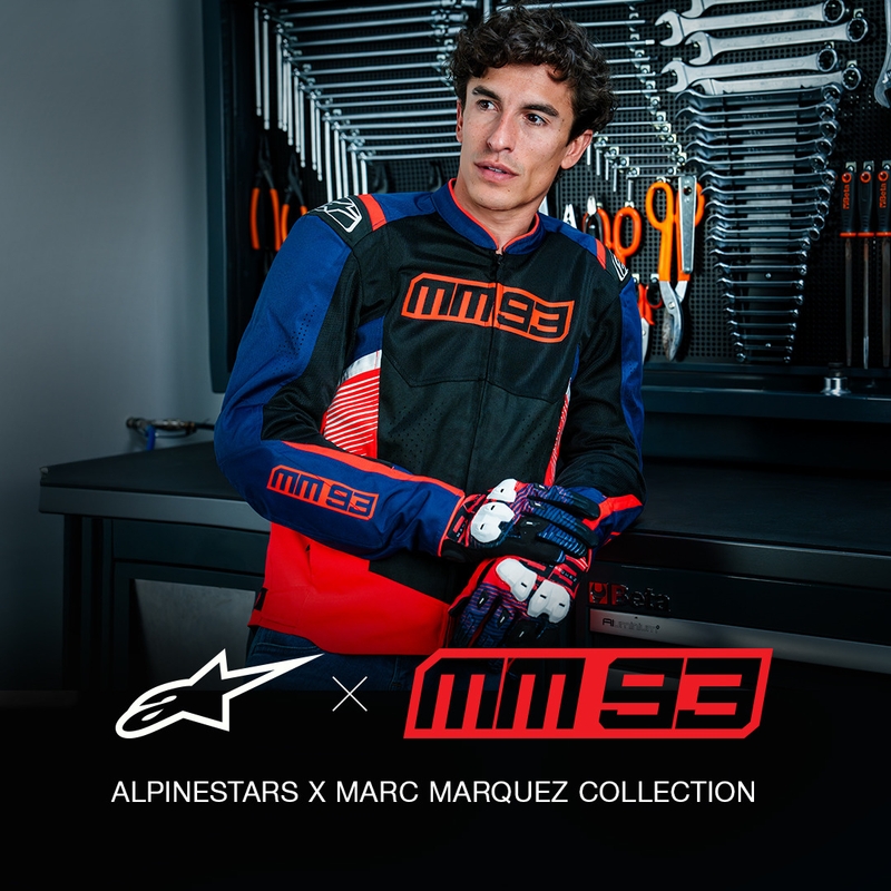 Alpinestars T-SPS Air V2 MM93 kollekció motoros kabát fluo piros-kék-fekete-fehér