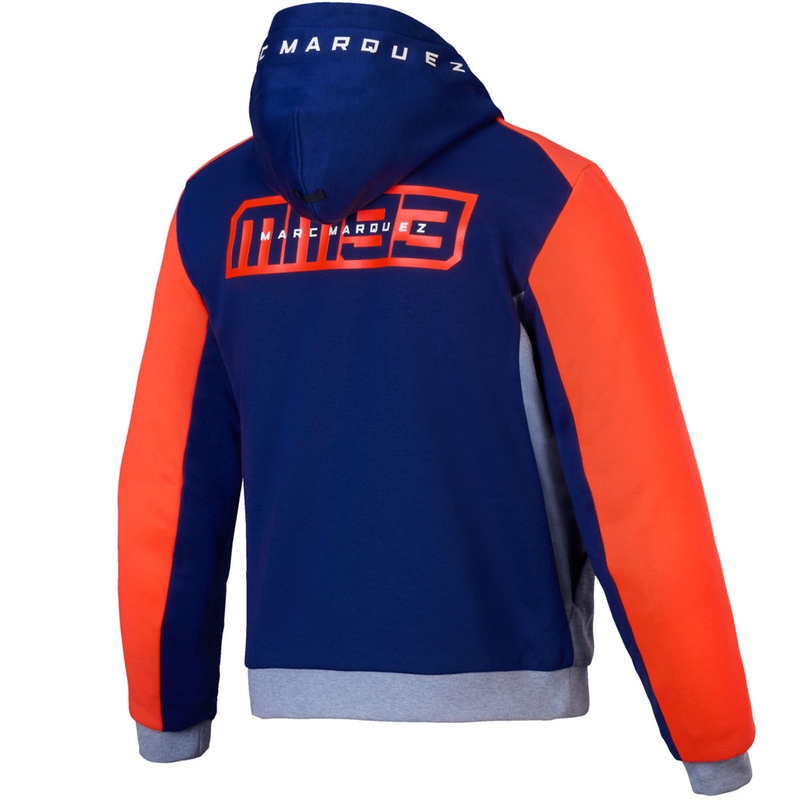Alpinestars Chrome V2 Sport Hoodie MM93 kollekció motoros pulóver világosszürke-kék-fluo piros