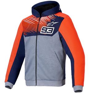 Alpinestars Chrome V2 Sport Hoodie MM93 kollekció motoros pulóver világosszürke-kék-fluo piros
