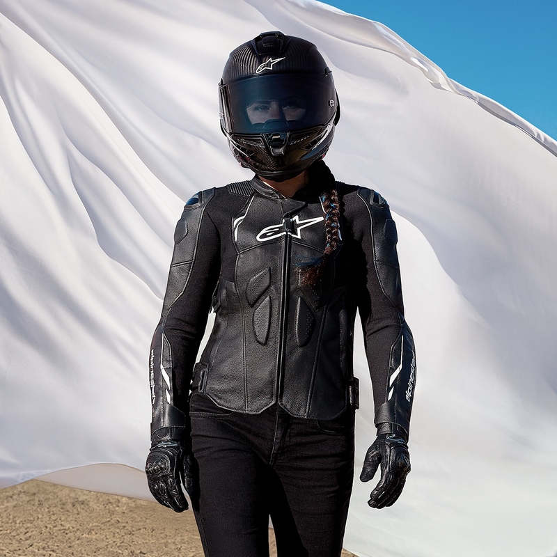 Alpinestars Stella Dusk női motoros bőrkabát fekete-fehér