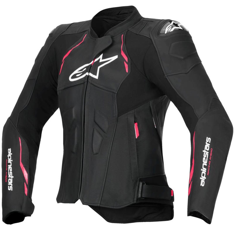Alpinestars Stella Dusk női motoros bőrkabát fekete-rózsaszín-fehér