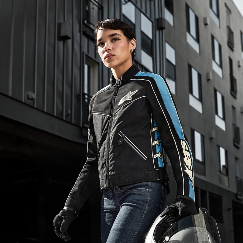 Alpinestars STELLA T-DYNO AIR női motoros kabát fekete-világoskék-bézs