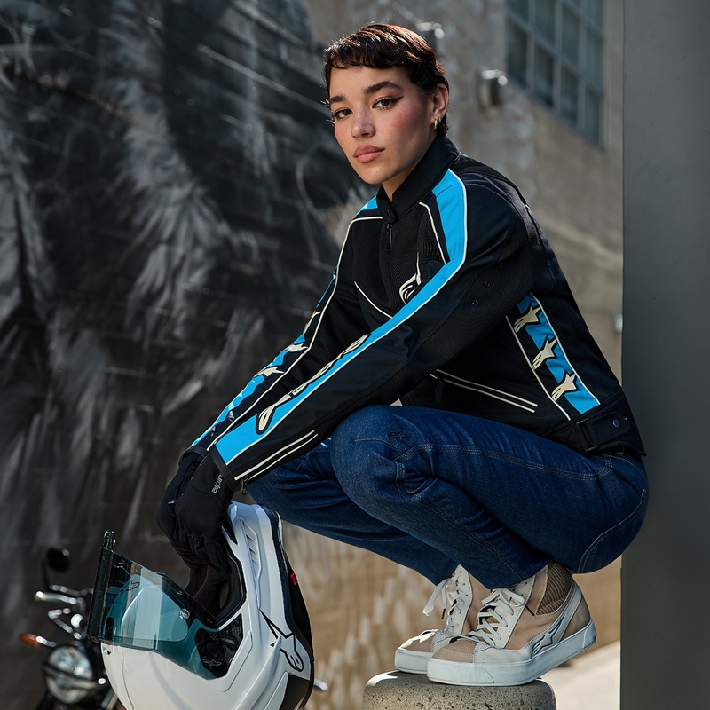 Alpinestars STELLA T-DYNO AIR női motoros kabát fekete-világoskék-bézs