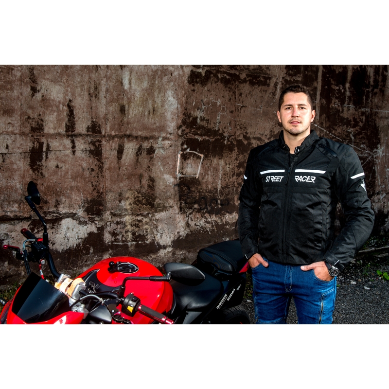 Motoros kabát Street Racer Definit fekete-fehér kiárusítás