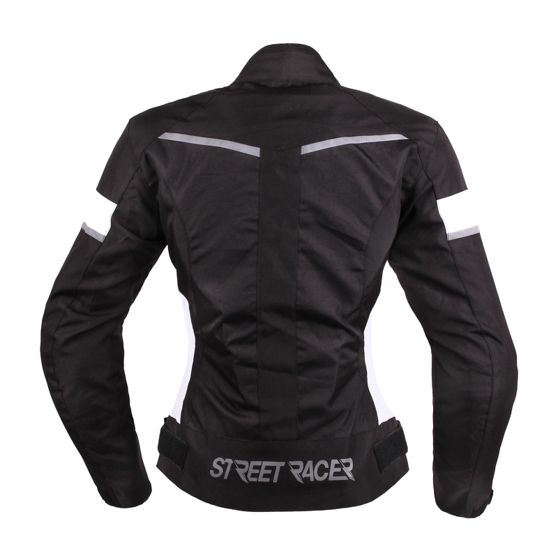 Női motoros kabát Street Racer Betty fekete-fehér