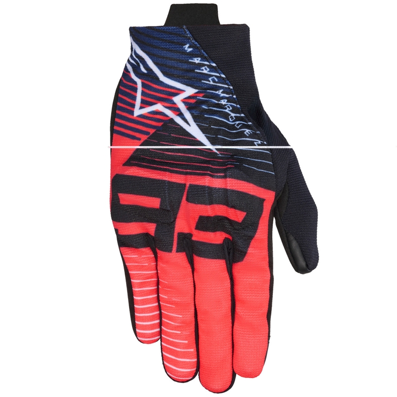 Alpinestars Reef V2 MM93 kollekció motoros kesztyű fluo piros-kék-fehér