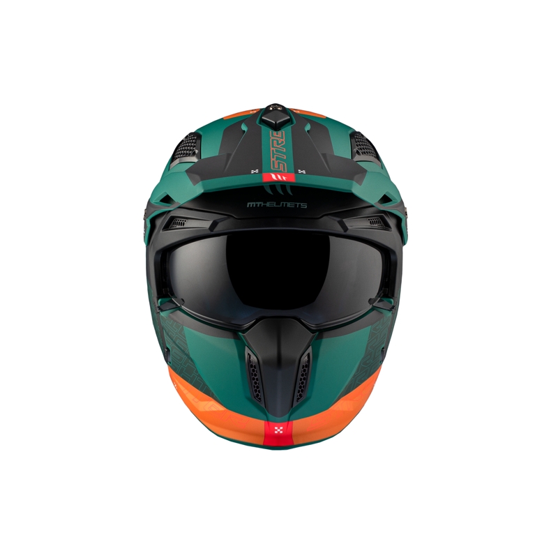 Nyitott sisak maszkkal MT Streetfighter SV Totem C6 fekete-narancs-zöld iridium plexivel