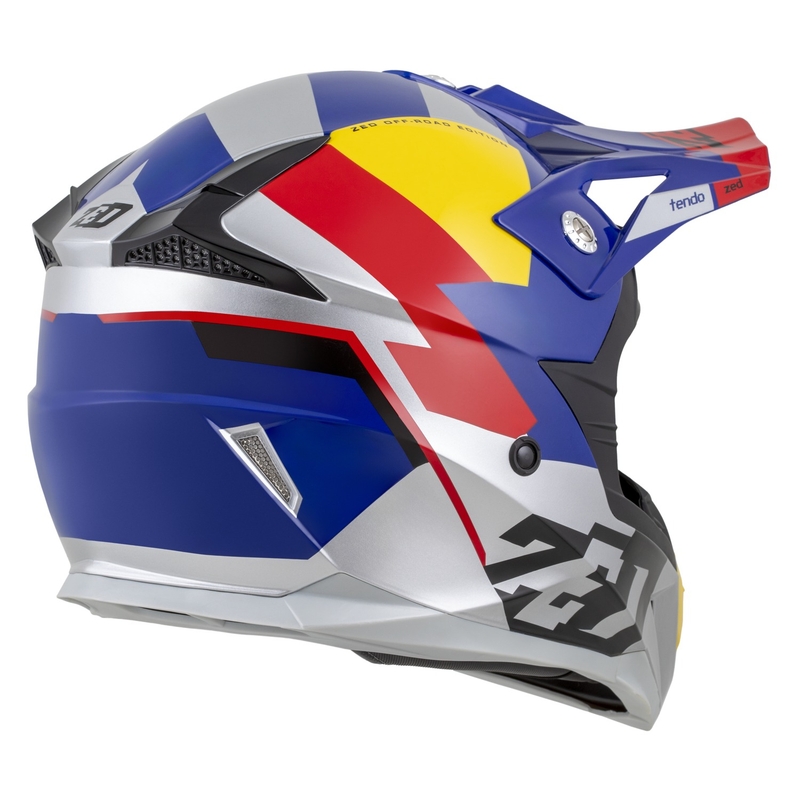 ZED X1.9D TENDO gyerek motokrossz bukósisak gyöngyház kék-piros-sárga-ezüst