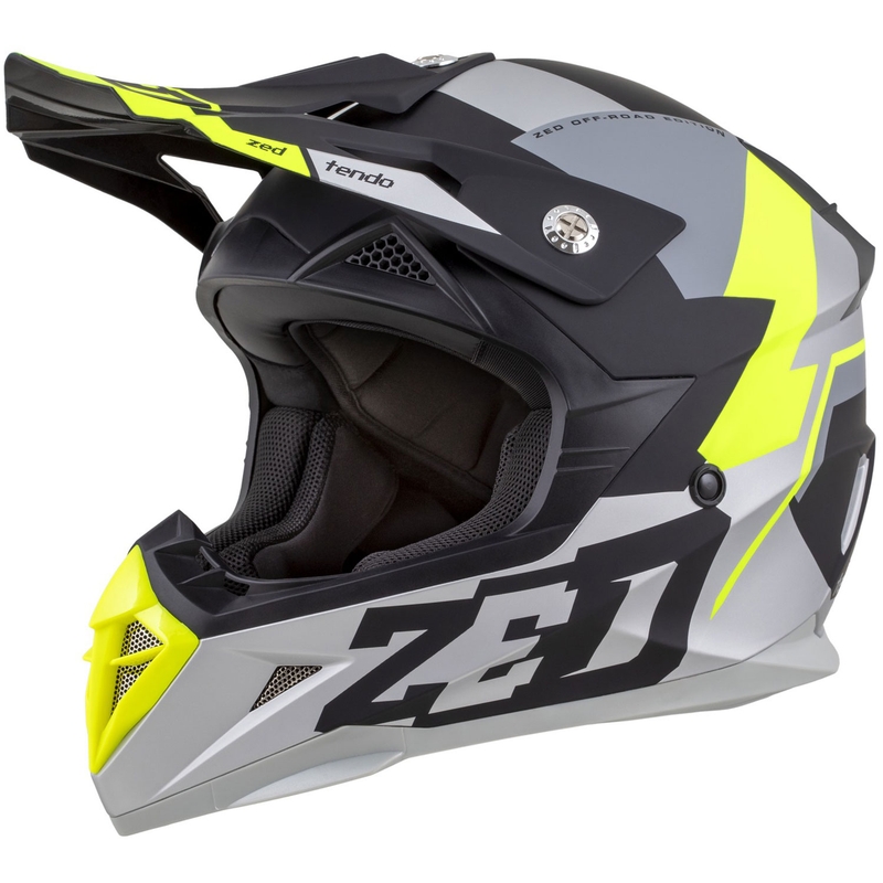 ZED X1.9D TENDO gyerek motokrossz bukósisak matt fekete-sötétszürke-világosszürke-fluo sárga