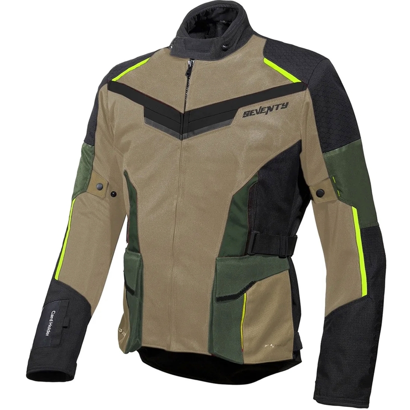 Seventy Degrees SD-JT70 Atacama motoros kabát homokbarna-zöld-fluo sárga