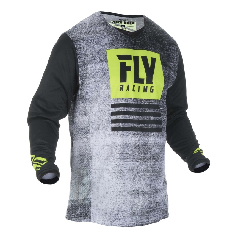 Motocross mez FLY Racing Kinetic NOIZ 2019 - USA fekete-fluo sárga akció kiárusítás