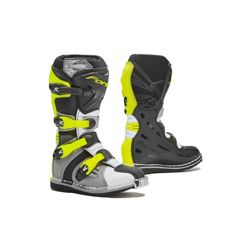 Gyerek motoros cipő Forma Cougar szürke-fehér-fluo sárga akció kiárusítás