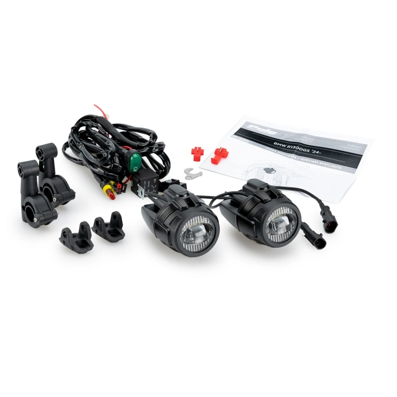 Auxiliary lights PUIG BEAM fekete set with accessories, homologated