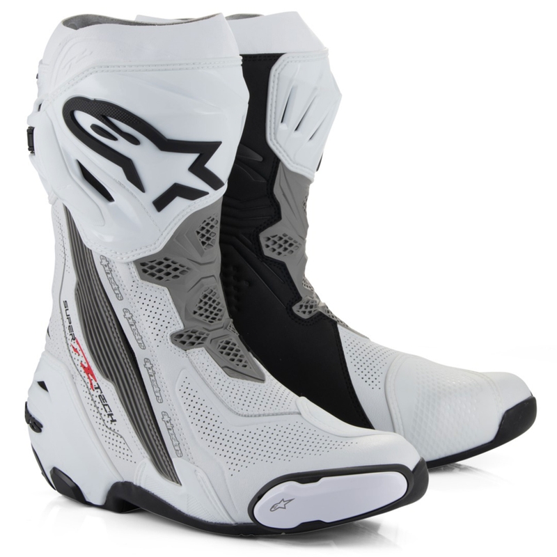 Alpinestars Supertech R Vented motoros cipő fehér-világosszürke-fekete