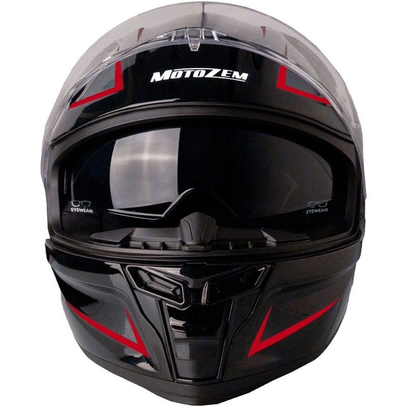 Motozem Guardian zárt motoros bukósisak fekete-piros - II. minőség