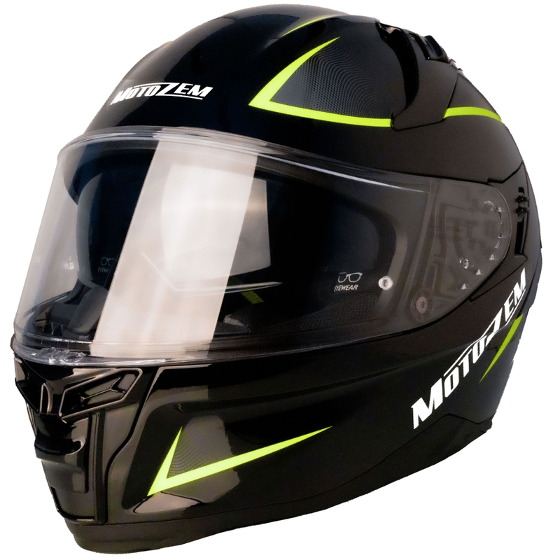 Motozem Guardian zárt motoros bukósisak fekete-sárga - II. minőség