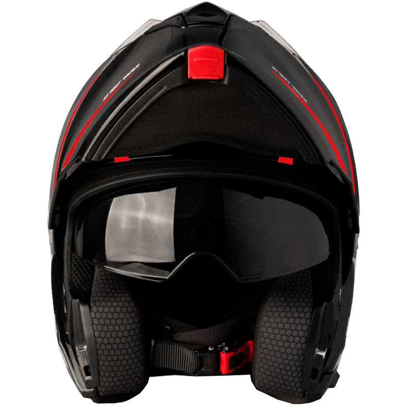 Street Racer Fury felnyitható motoros bukósisak fekete-piros - II. minőség