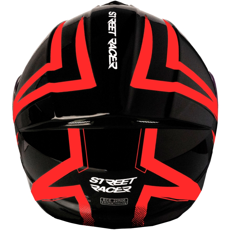 Street Racer Fury felnyitható motoros bukósisak fekete-piros - II. minőség