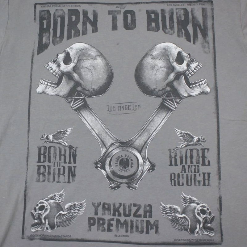 Yakuza Premium Rude and Rough Born to Burn - Los Angeles póló szürke