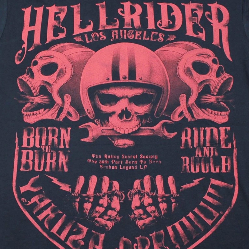 Yakuza Premium Hell Rider - Born to Burn póló sötétkék