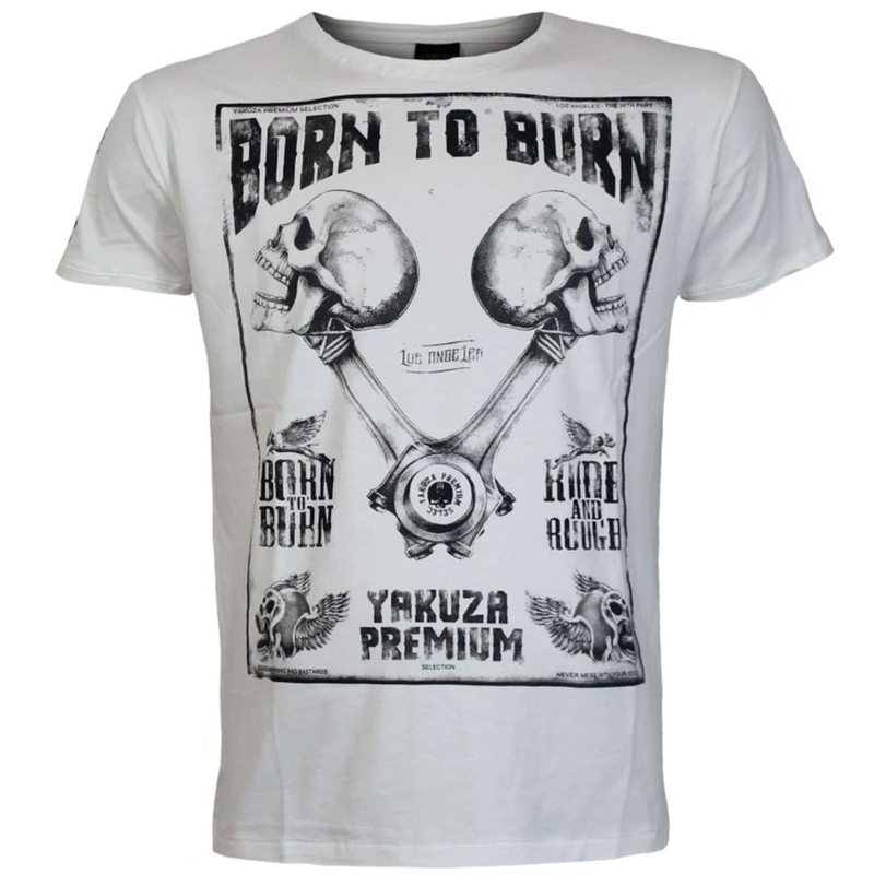 Yakuza Premium Rude and Rough Born to Burn - Los Angeles póló fehér
