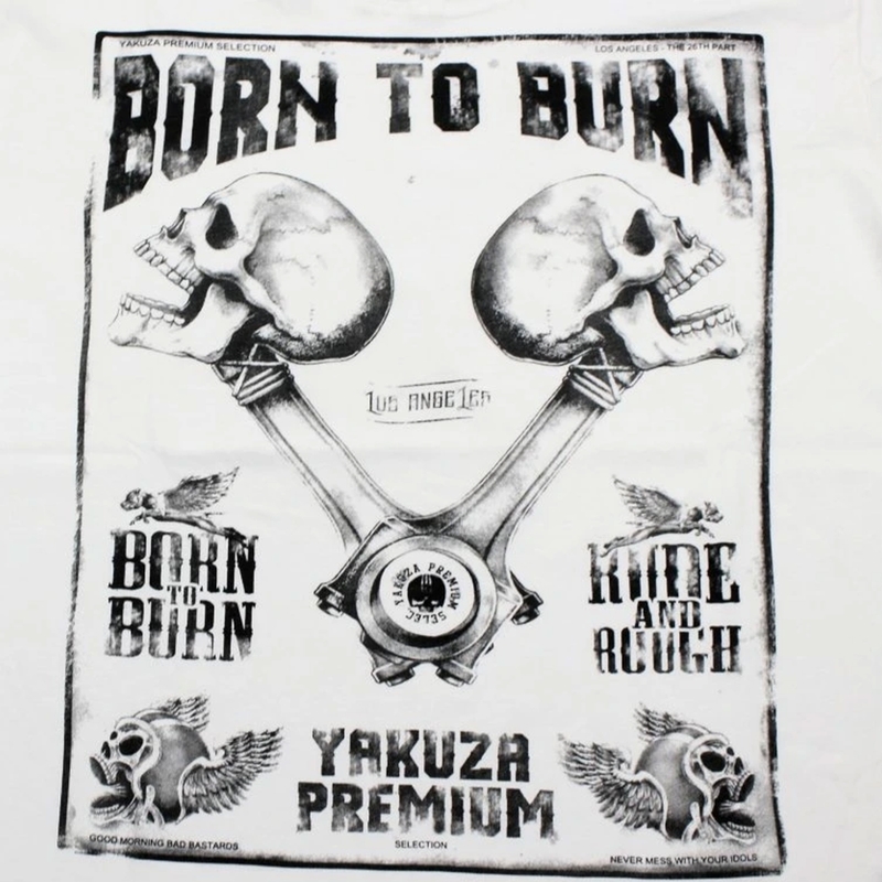 Yakuza Premium Rude and Rough Born to Burn - Los Angeles póló fehér