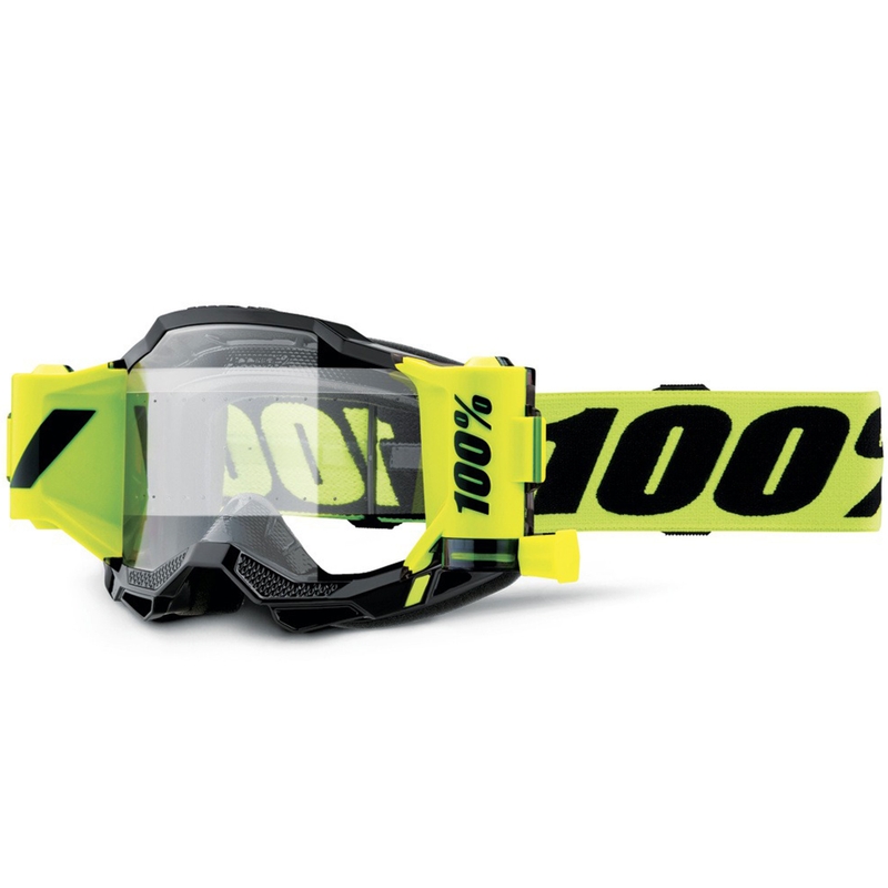 100% Accuri 2 Forecast motokrossz szemüveg fluo sárga, átlátszó plexivel