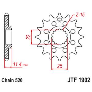 Első lánckerék JT JTF 1902-16 16 fogak,520