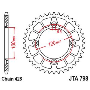 Alumínium csillagkerék JT JTA 798-47BLK 47 fogak,428 fekete