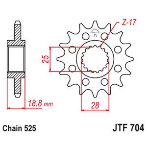Első lánckerék JT JTF 704-17 17 fogak,525