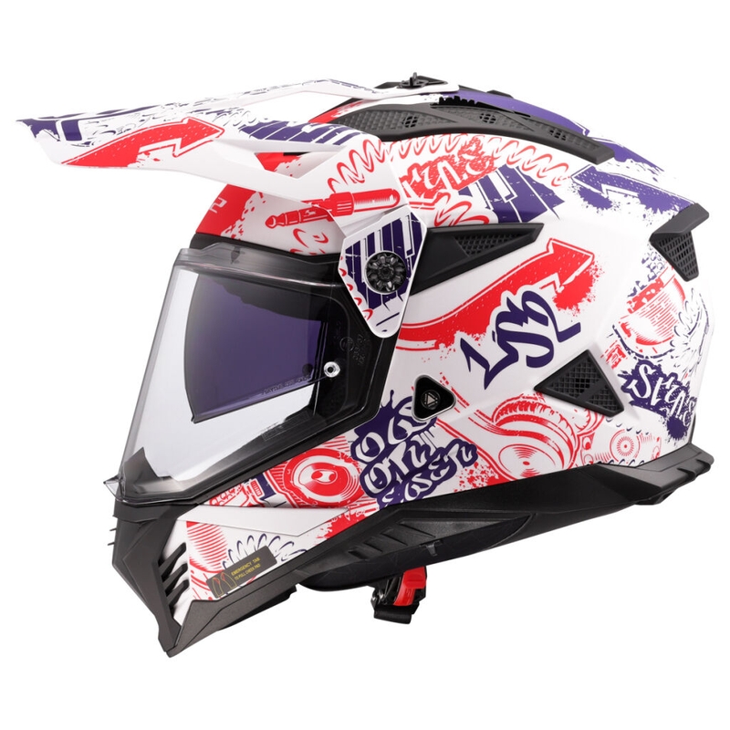LS2 MX702 Pioneer II Fantasy enduro motoros bukósisak fehér-piros-kék