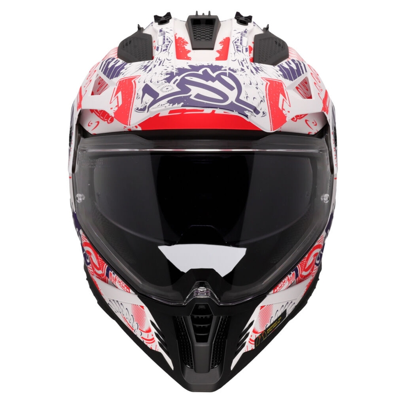 LS2 MX702 Pioneer II Fantasy enduro motoros bukósisak fehér-piros-kék