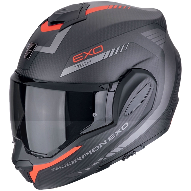 Scorpion EXO-TECH EVO CARBON COSY hátrahajtható állú bukósisak matt fekete-piros
