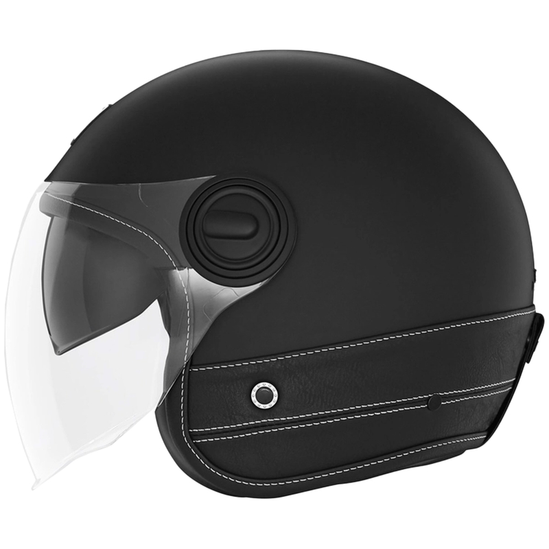 NOX PREMIUM Heritage nyitott motoros bukósisak fekete bőr