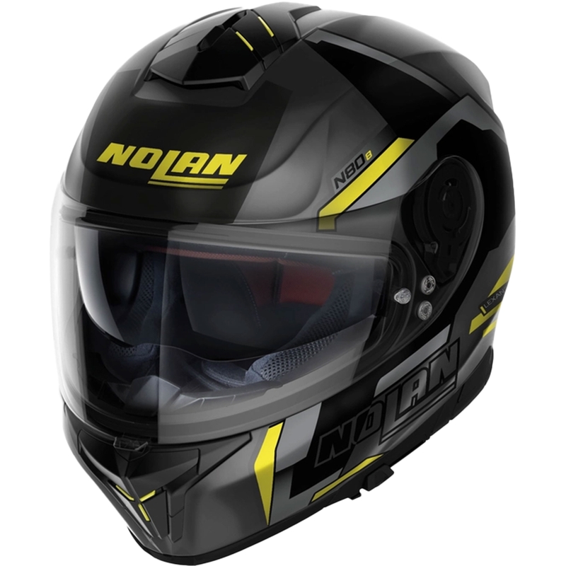 Beépített motoros sisak Nolan N80-8 Wanted N-com fekete-fluo sárga