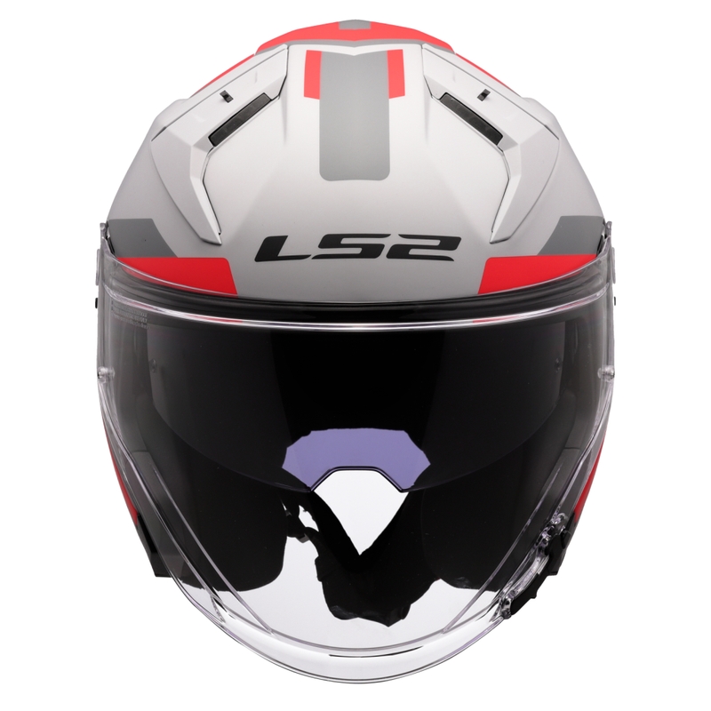 LS2 OF603 Infinity II Focus nyitott motoros bukósisak szürke-piros